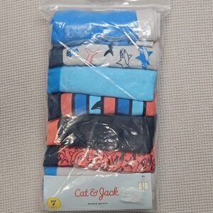 Cat & Jack Boys XL 16 Boxer Briefs 7 Pack Shark Blue Orange Cotton Underwear‎